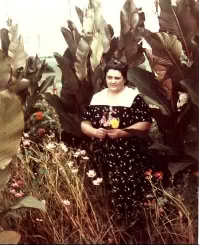 Leona Crawford in her garden