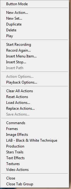 Actions Menu